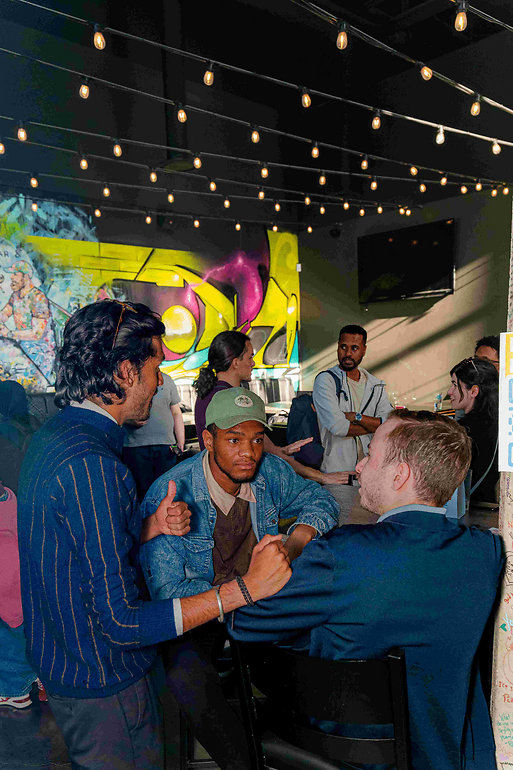 Attendees connecting at a networking event