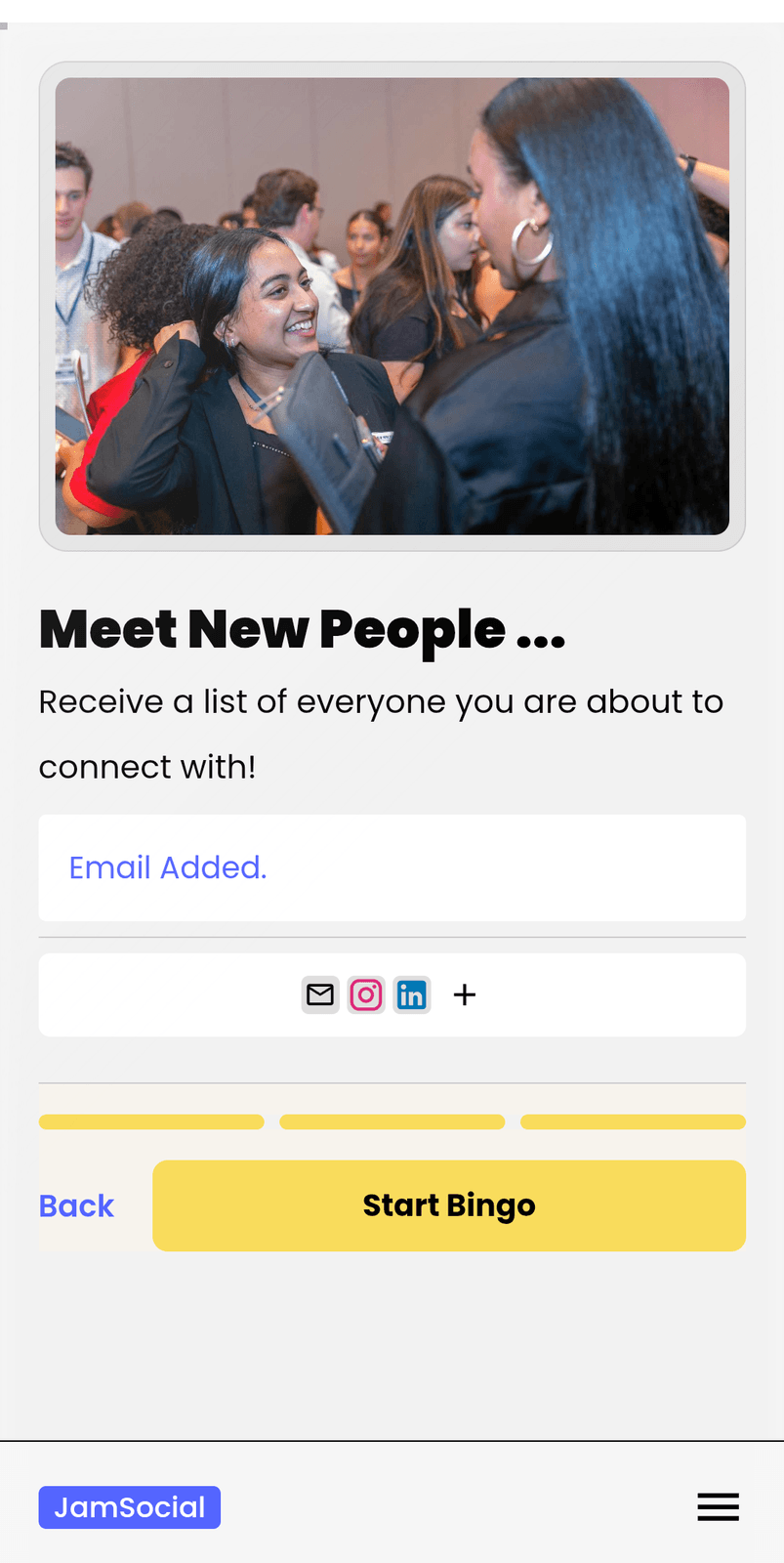 Adding LinkedIn, Instagram and email before playing