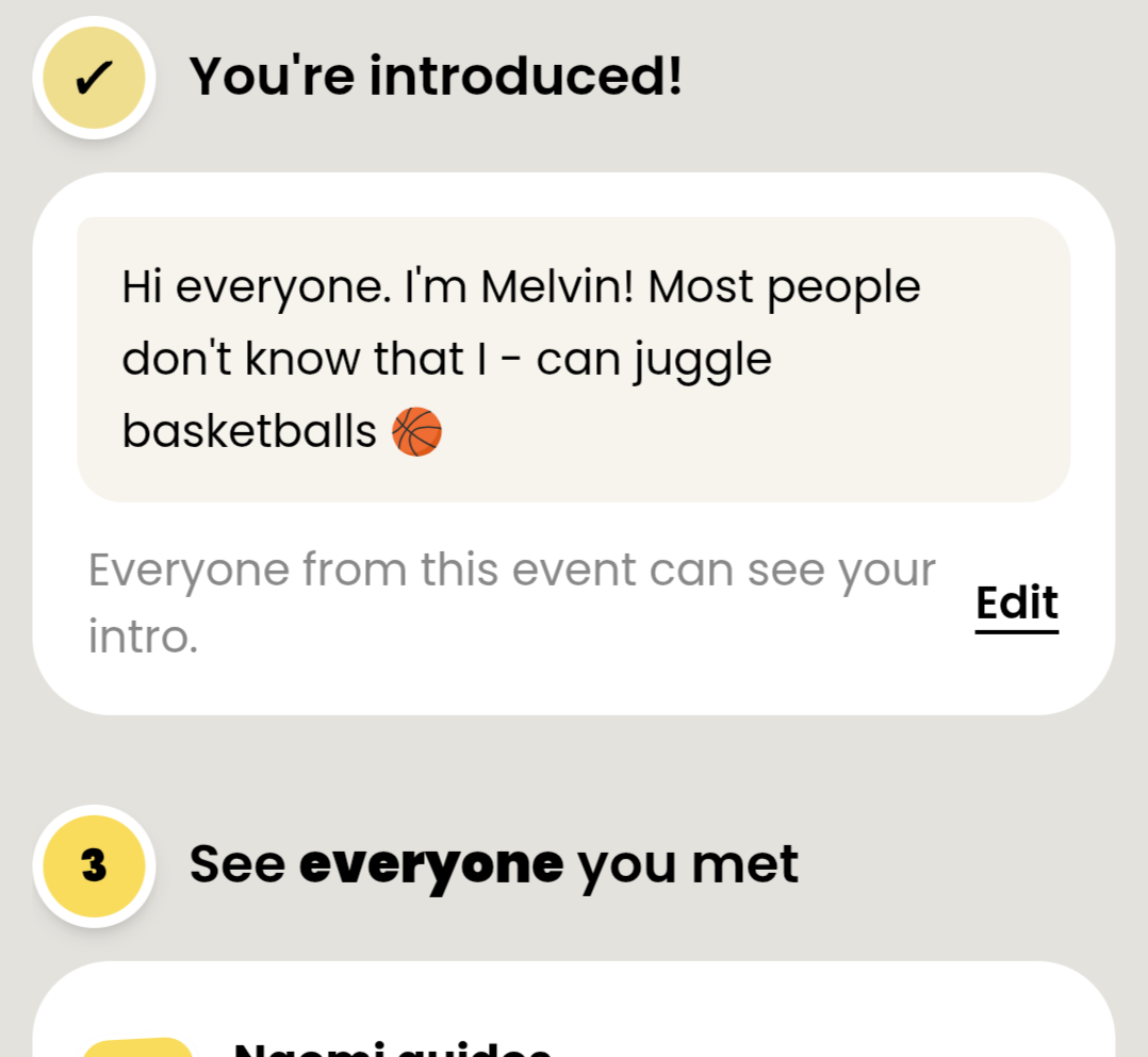 Attendee introductions on the event recap page